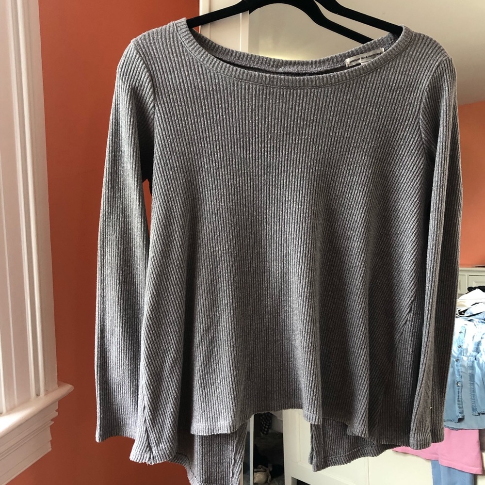 Grey Knit Knot Sweater